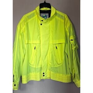 VTG 80'S STREET GUYS NEON YELLOW OVERSIZE WINDBREAKER JACKET L / LARGE HI VIS